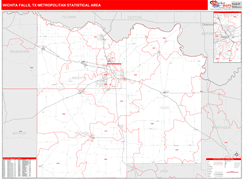 Wichita Falls Metro Area Digital Map Red Line Style